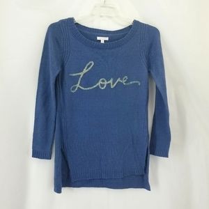 LAUREN CONRAD Wedgewood Blue Spellout Love Boatneck Sweater